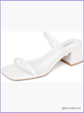 Chunky Block Low Heeled Sandals - Square Toe Slip On Mule